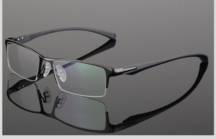 Hotochki Men's Semi Rim IP Electronic Plated Alloy Frame Eyeglasses 9065 Semi Rim Hotochki