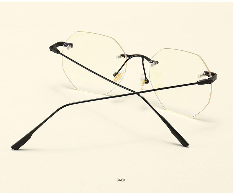 Hotony Men's Rimless Polygon Alloy Frame Spring Hinge Eyeglasses 6213 Rimless Hotony