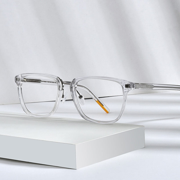 Gatenac Unisex Full Rim Square Acetate Frame Eyeglasses Gxyj312 Full Rim Gatenac
