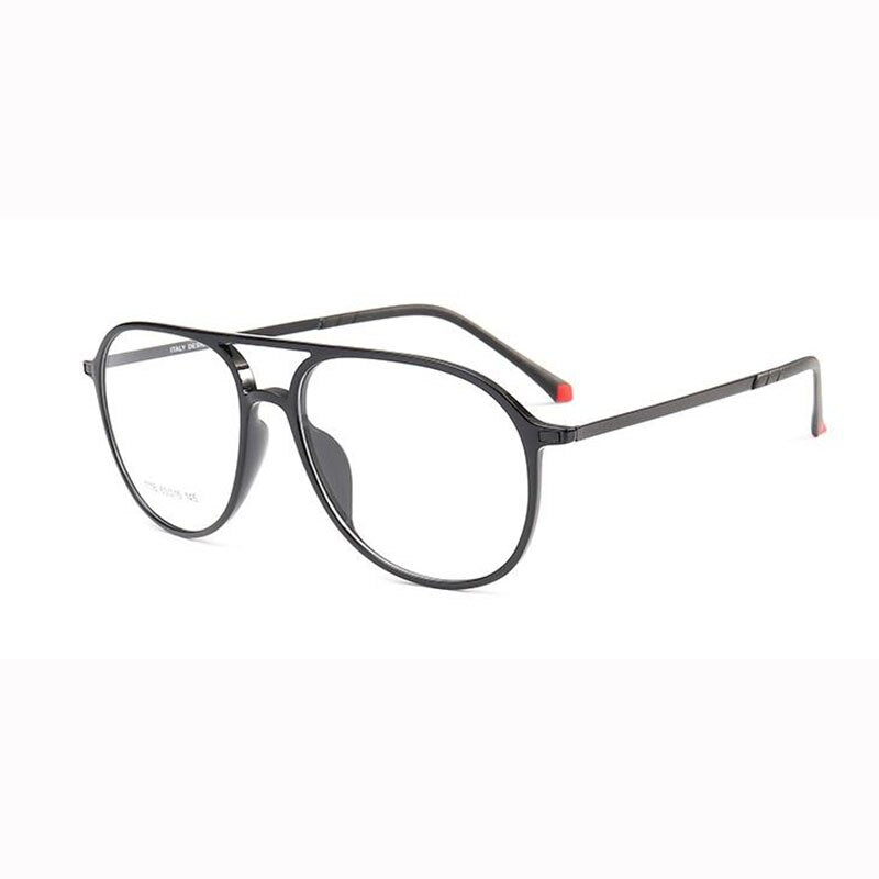 Unisex Double Bridge Acetate Steel Round Full Rim Eyeglasses 1116 Full Rim Bclear C 2