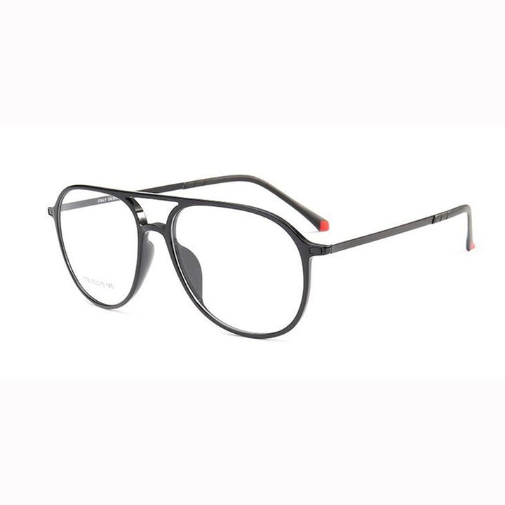 Unisex Double Bridge Acetate Steel Round Full Rim Eyeglasses 1116 Full Rim Bclear C 2