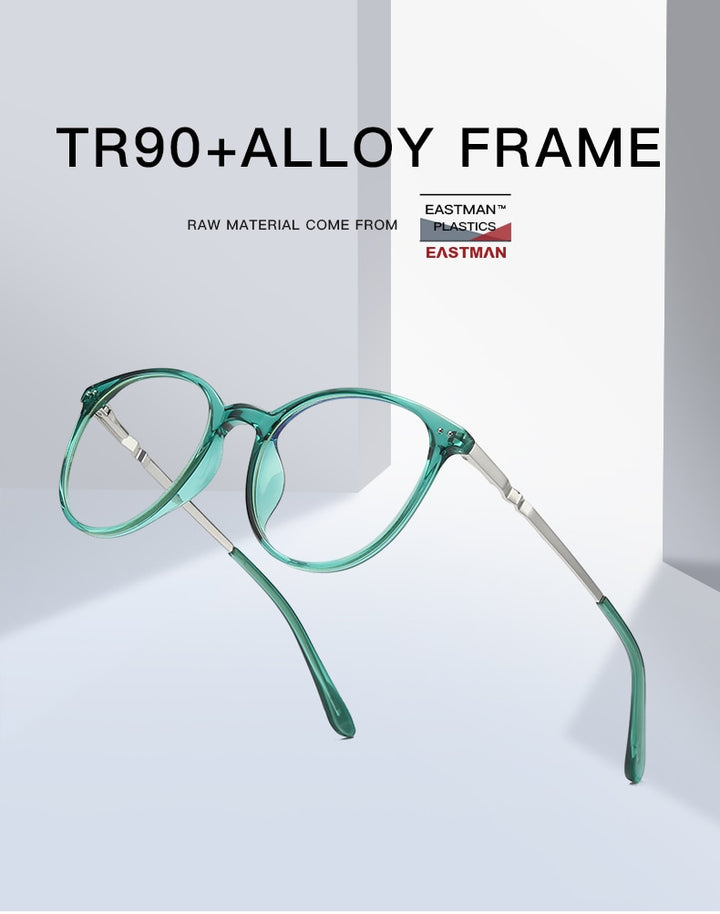 Hotochki Women's Full Rim Round TR-90 Resin Alloy Frame Eyeglasses 2055 Full Rim Hotochki