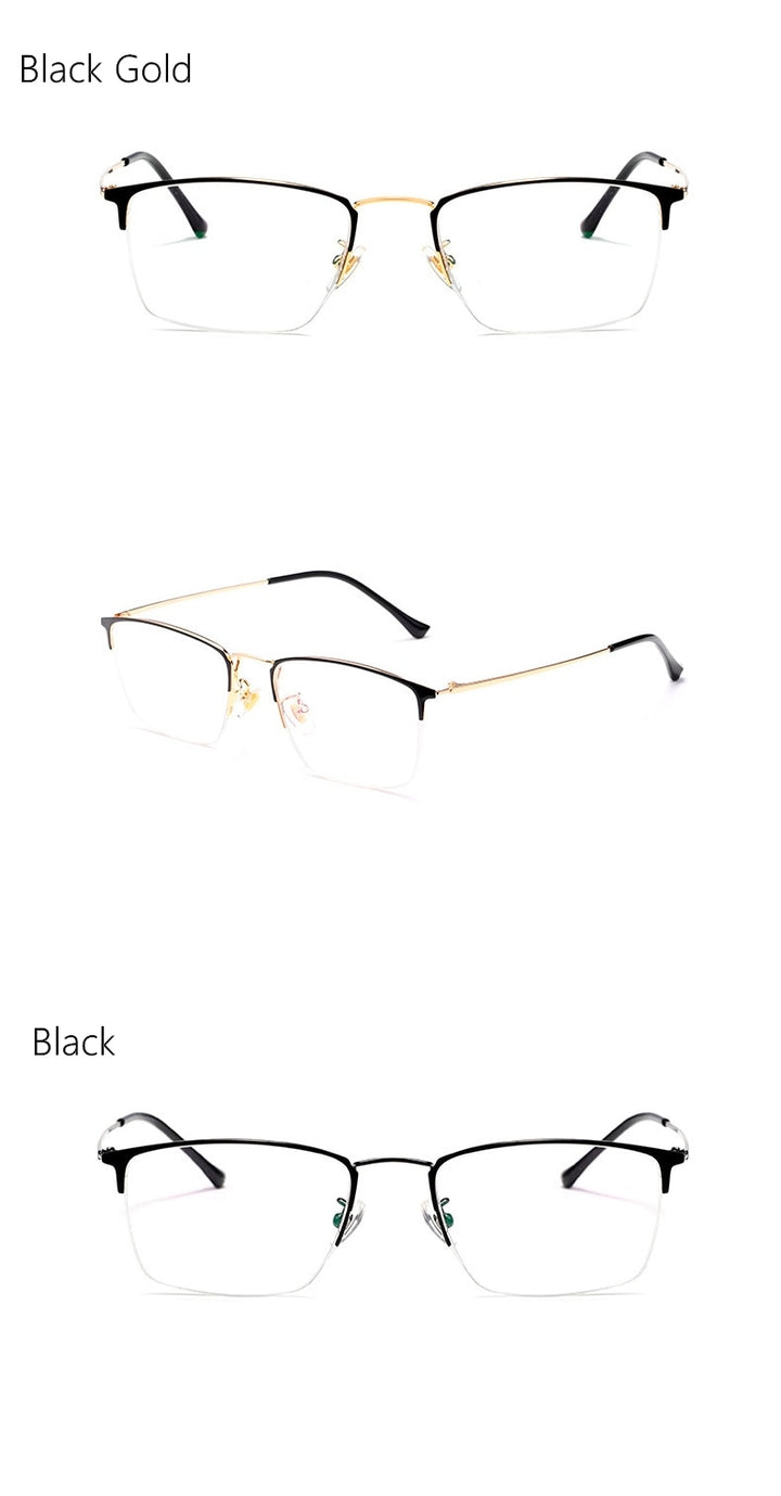 Yimaruili Unisex Semi Rim Titanium Frame Eyeglasses 8017JX Semi Rim Yimaruili Eyeglasses