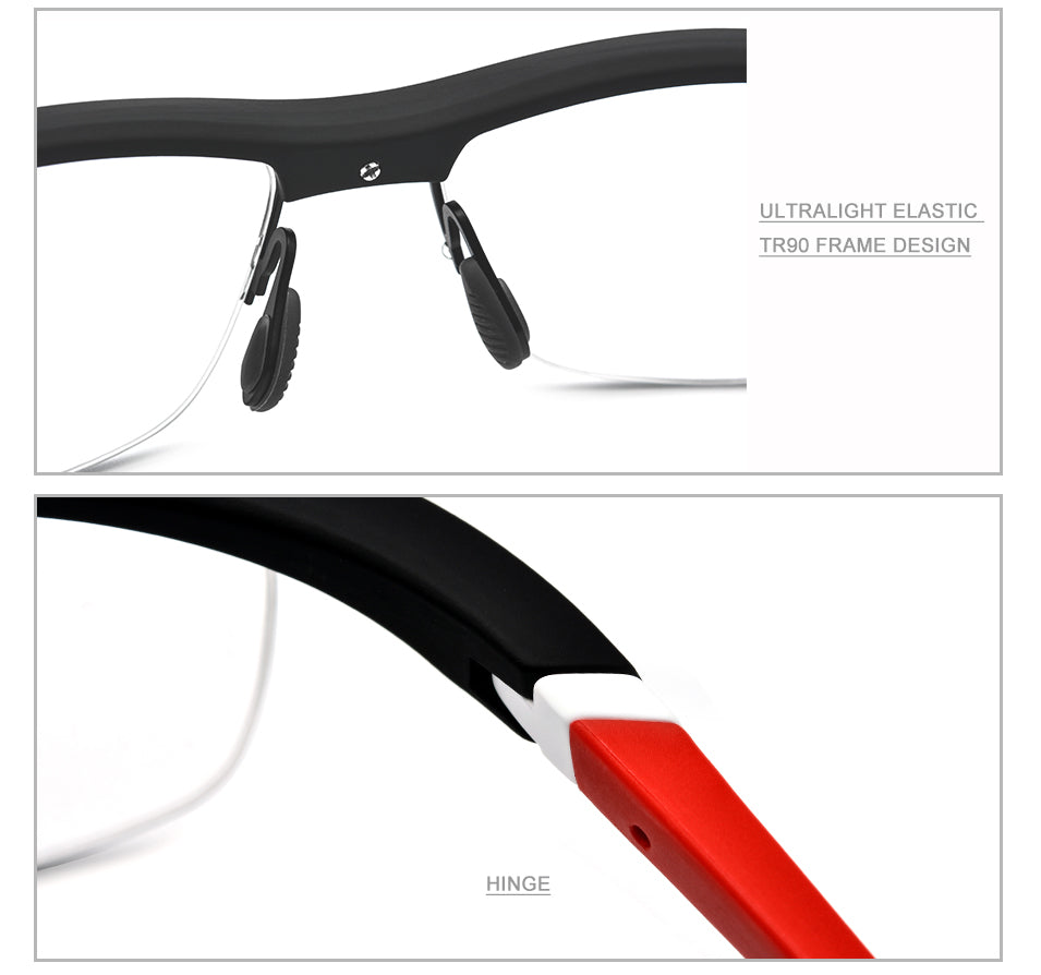 Hdcrafter Men's Semi Rim Rectangle TR 90 Sports Frame Eyeglasses 7027 Full Rim Hdcrafter Eyeglasses