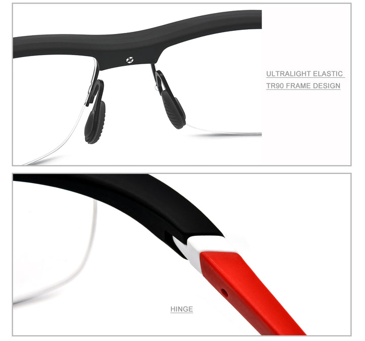 Hdcrafter Men's Semi Rim Rectangle TR 90 Sports Frame Eyeglasses 7027 Full Rim Hdcrafter Eyeglasses