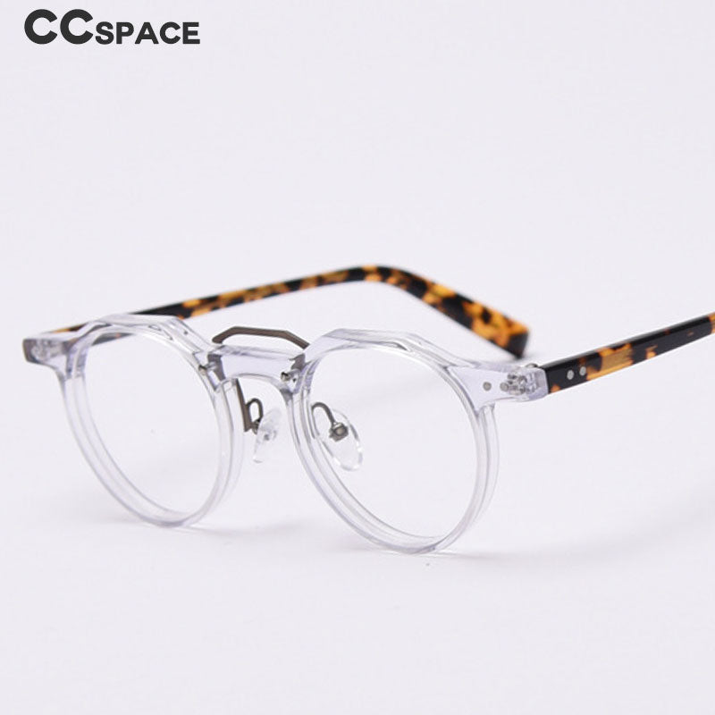 CCspace Unisex Full Rim Round Acetate Double Bridge Eyeglasses 49827 Full Rim CCspace