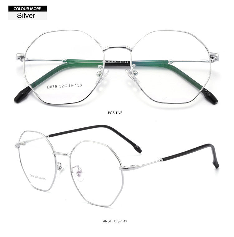Hotony Unisex Full Rim Polygon Alloy Frame Spring Hinge Eyeglasses D879 Full Rim Hotony