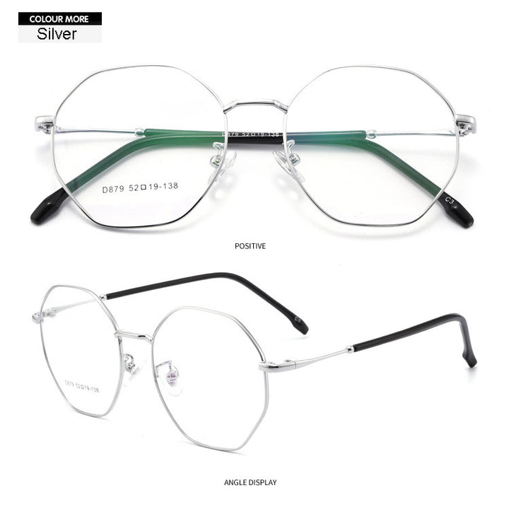 Hotony Unisex Full Rim Polygon Alloy Frame Spring Hinge Eyeglasses D879 Full Rim Hotony