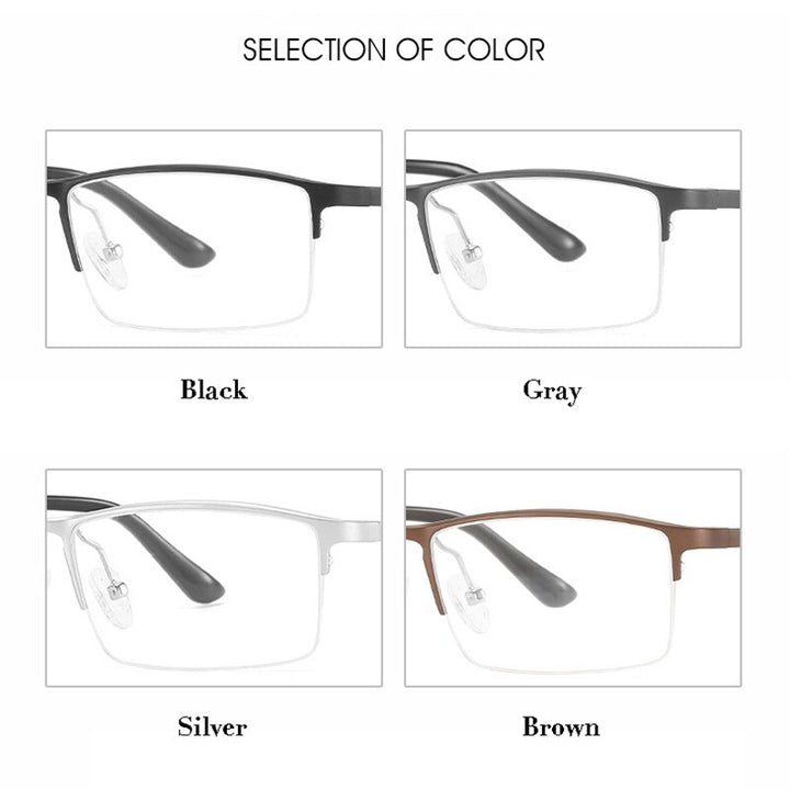 Hotony Unisex Semi Rim Rectangle Alloy Frame Eyeglasses 6263 Semi Rim Hotony