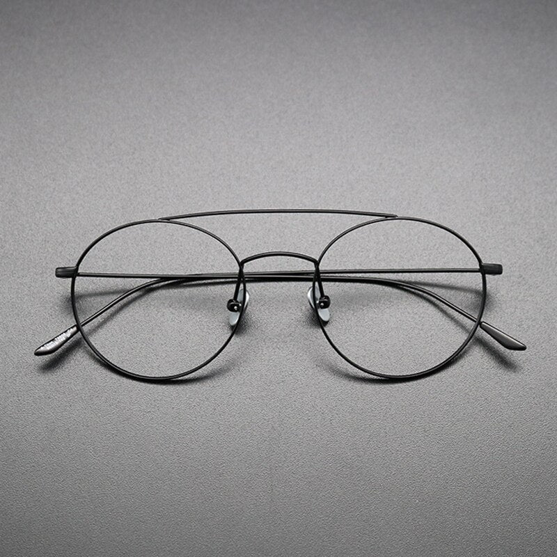 Gatenac Unisex Full Rim Round Titanium Double Bridge Frame Eyeglasses Gxyj618 Full Rim Gatenac Black