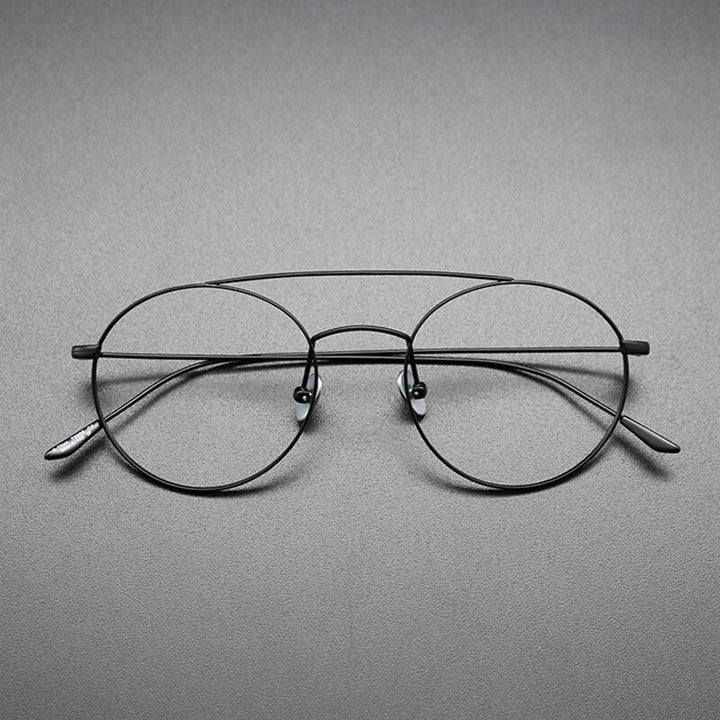 Gatenac Unisex Full Rim Round Titanium Double Bridge Frame Eyeglasses Gxyj618 Full Rim Gatenac Black