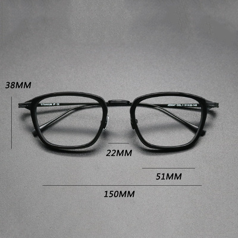 Gatenac Unisex Full Rim Square Acetate Titanium Frame Eyeglasses Gxyj548 Full Rim Gatenac
