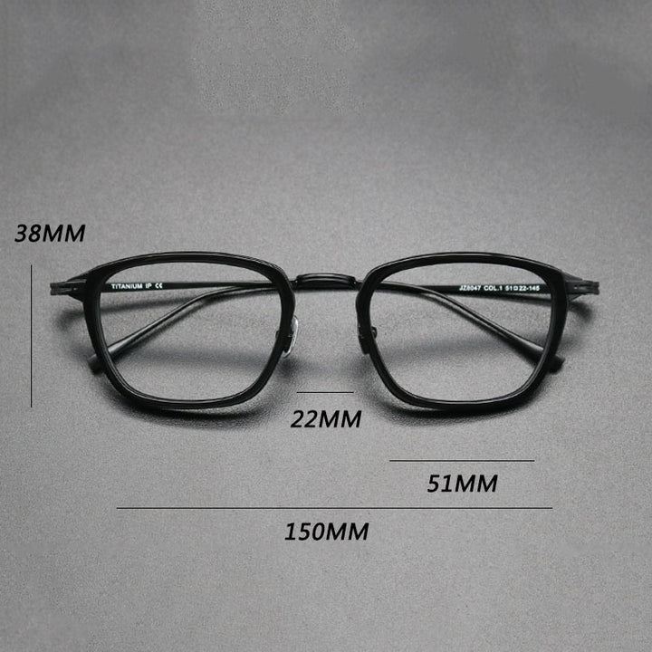 Gatenac Unisex Full Rim Square Acetate Titanium Frame Eyeglasses Gxyj548 Full Rim Gatenac