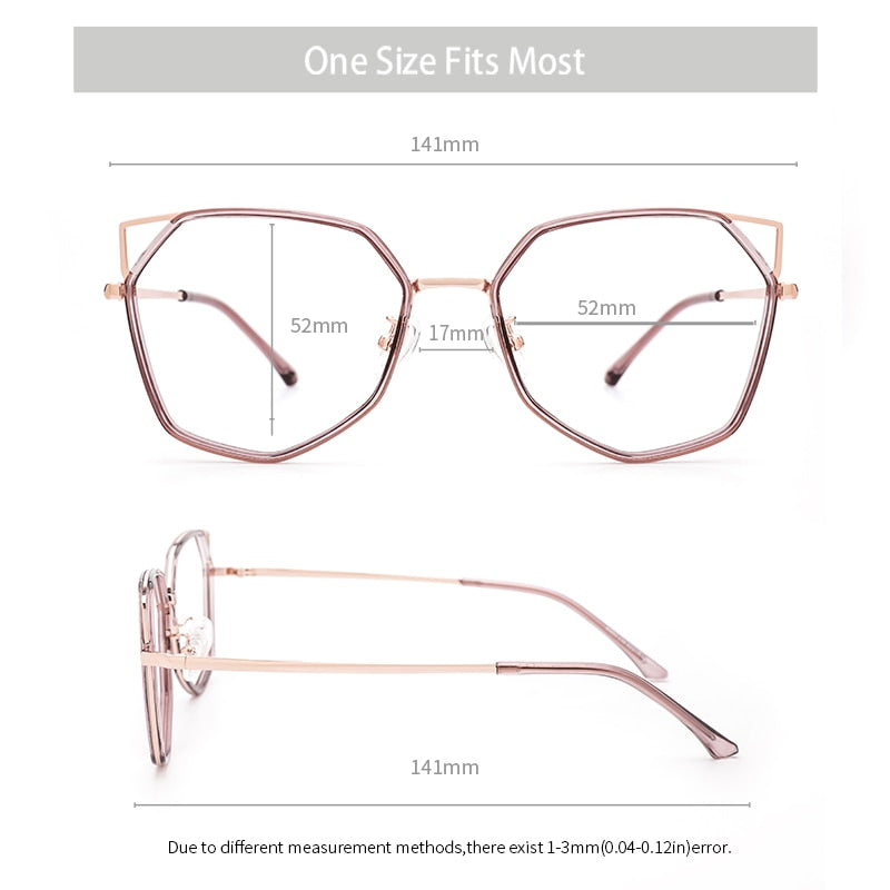 Kansept Women's Full Rim Polygonal Cat Ear Alloy Acetate Frame Eyeglasses 90053 Full Rim Kansept