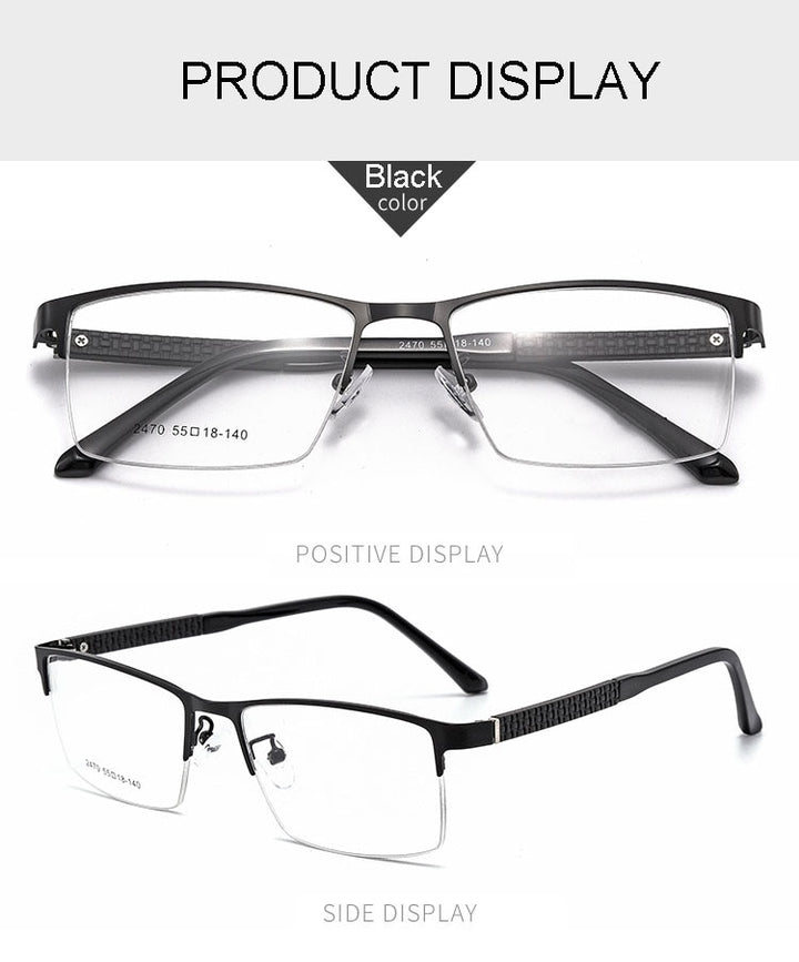 Hotochki Men's Semi Rim Browline Alloy Frame Eyeglasses 2470 Semi Rim Hotochki