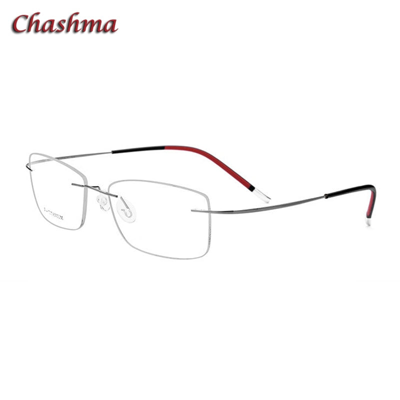 Chashma Ochki Unisex Rimless Square Titanium Eyeglasses 9609 Rimless Chashma Ochki Gray
