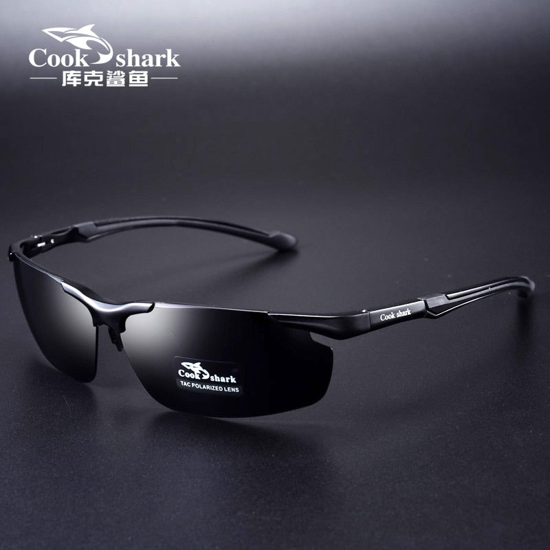 Cookshark Brand Men's Sunglasses Polarized Driving Hipster 8016 Sunglasses Cook Shark Black