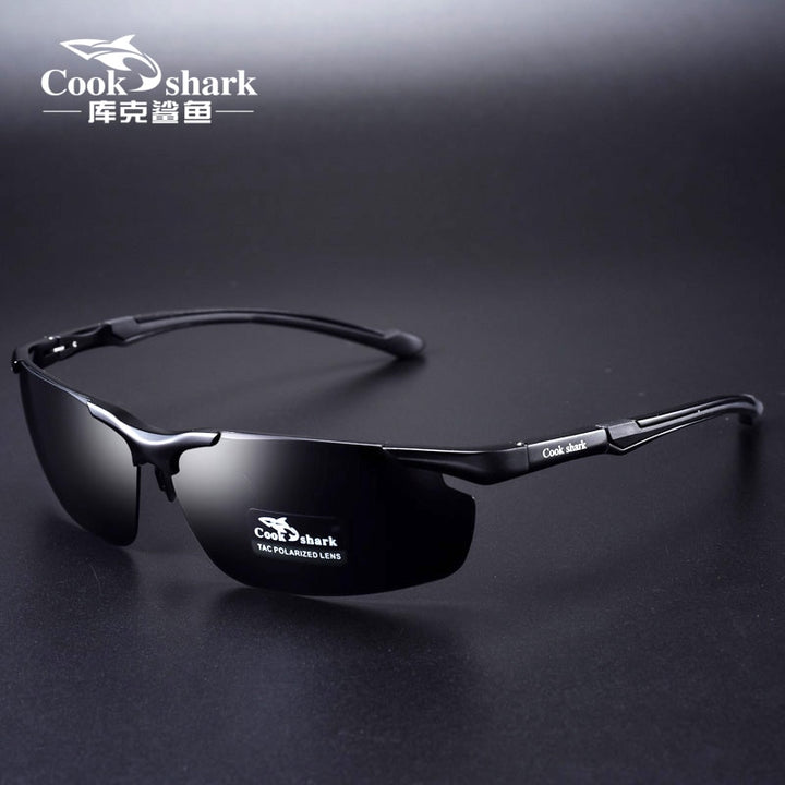 Cookshark Brand Men's Sunglasses Polarized Driving Hipster 8016 Sunglasses Cook Shark Black