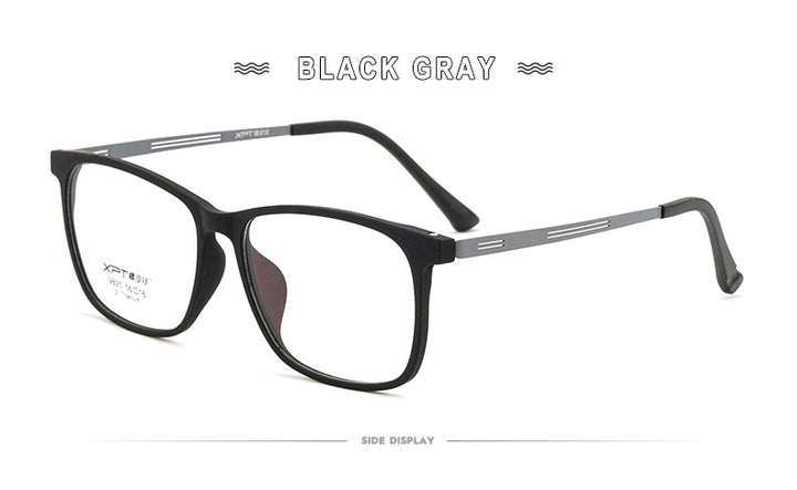 Hotony Unisex Full Rim Square TR 90 Resin B Titanium Frame Eyeglasses 9825 Full Rim Hotony
