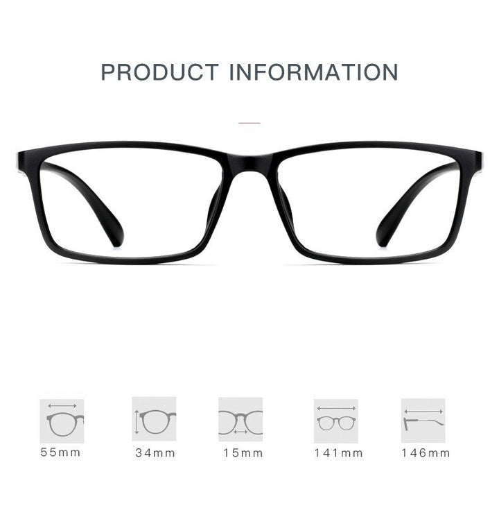 Yimaruili Men's Full Rim Square Frame Resin Eyeglasses D114 Full Rim Yimaruili Eyeglasses