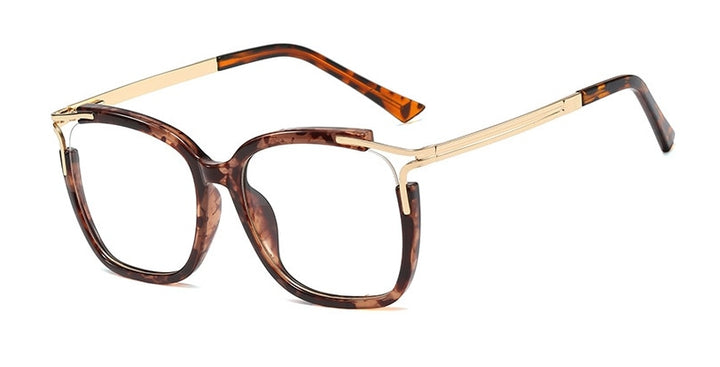 CCspace Unisex Full Rim Square Cat Eye Acetate Frame Eyeglasses 48054 Full Rim CCspace C2 leopard