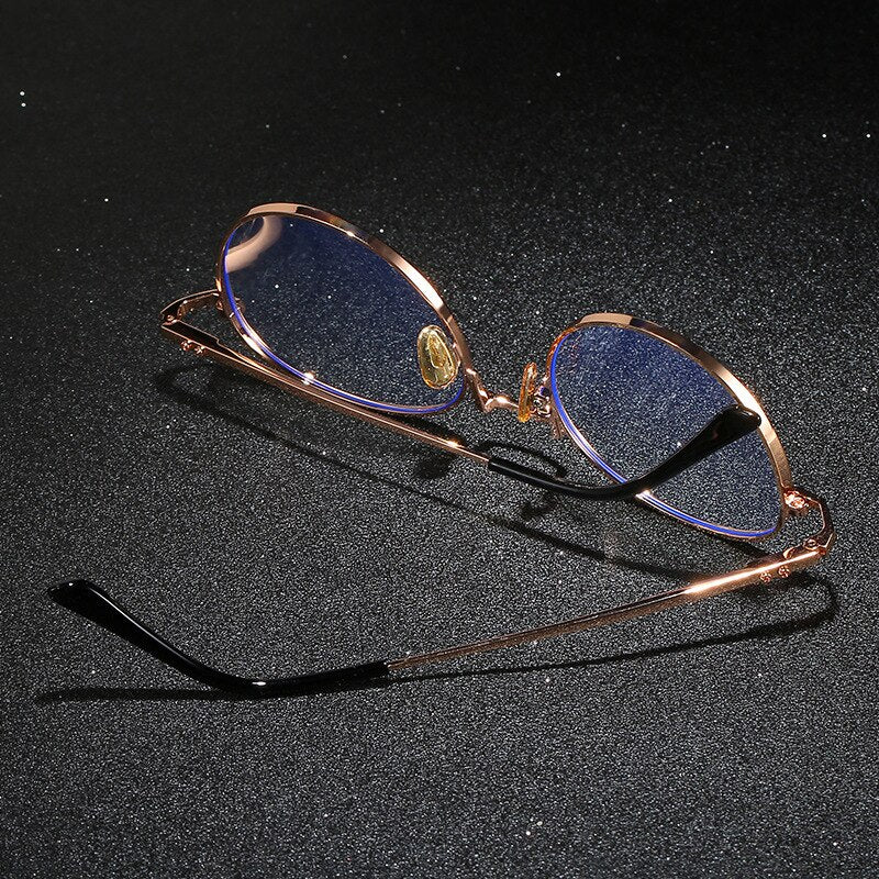 Hdcrafter Unisex Full Rim Round Alloy Frame Eyeglasses Anti Blue Light Lenses 2355 Full Rim Hdcrafter Eyeglasses