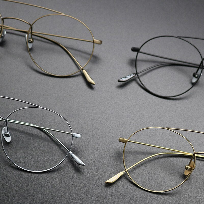 Gatenac Unisex Full Rim Round Titanium Double Bridge Frame Eyeglasses Gxyj618 Full Rim Gatenac
