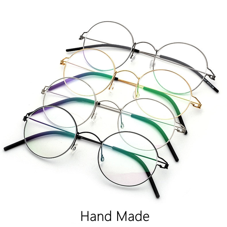 Yimaruili Unisex Full Rim Screwless Titanium Alloy Round Frame Eyeglasses 28607 Full Rim Yimaruili Eyeglasses