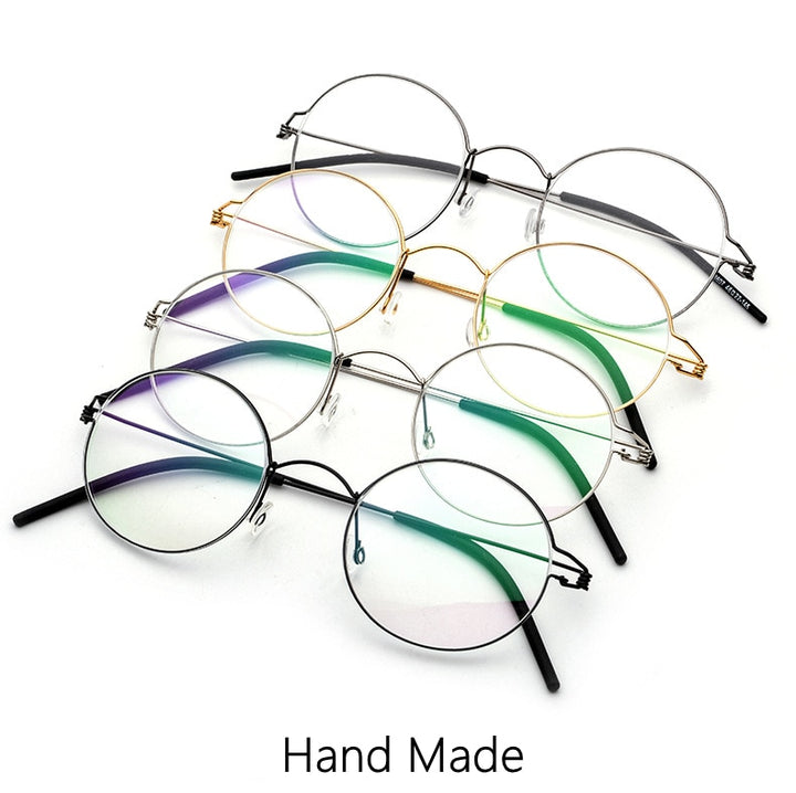 Yimaruili Unisex Full Rim Screwless Titanium Alloy Round Frame Eyeglasses 28607 Full Rim Yimaruili Eyeglasses