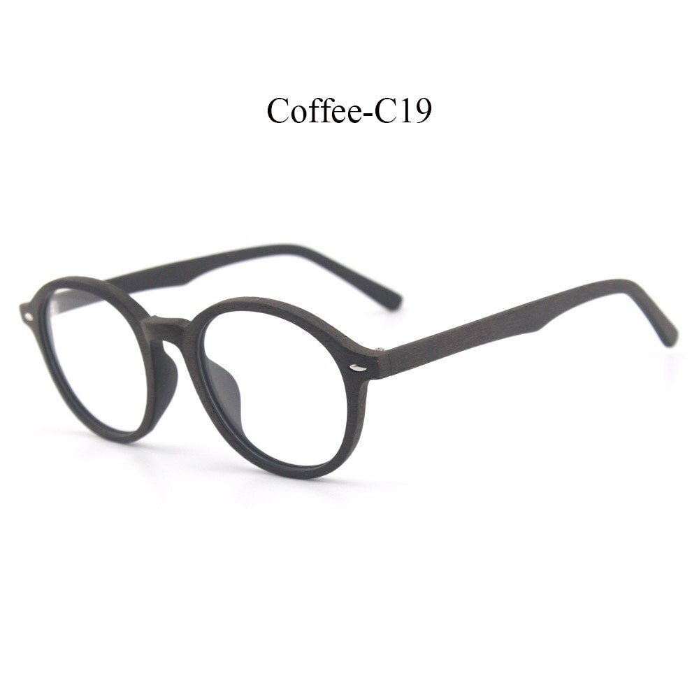 Hdcrafter Unisex Full Rim Round Oval Wood Metal Frame Eyeglasses 4237 Full Rim Hdcrafter Eyeglasses C19