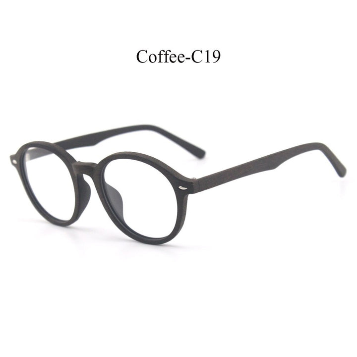 Hdcrafter Unisex Full Rim Round Oval Wood Metal Frame Eyeglasses 4237 Full Rim Hdcrafter Eyeglasses C19