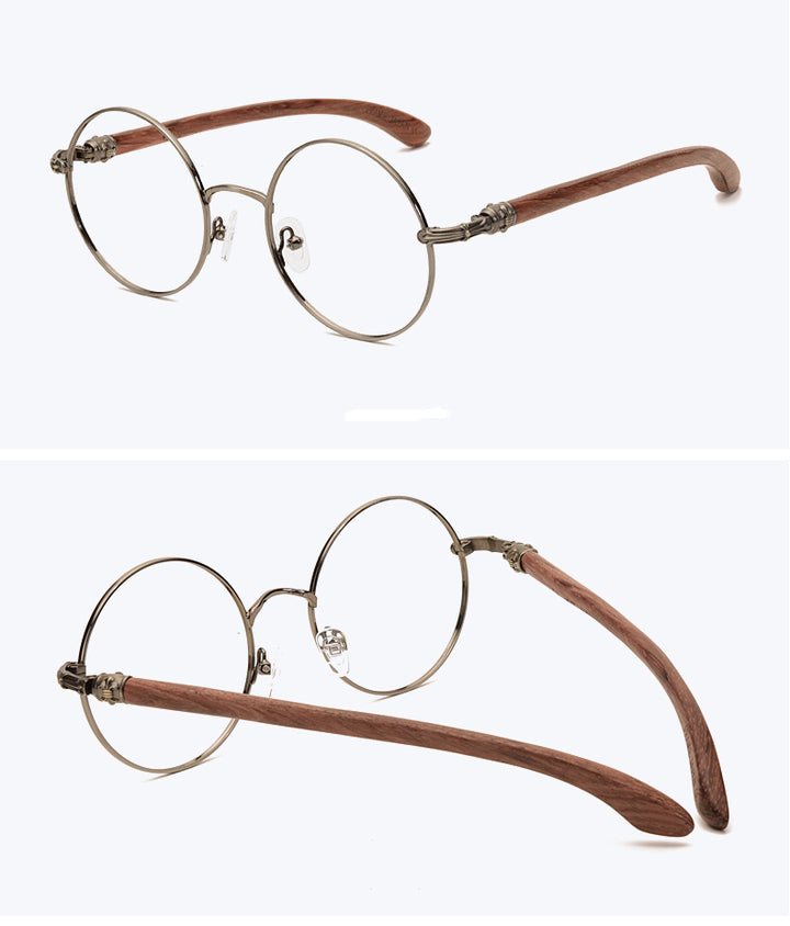 Hdcrafter Unisex Full Rim Round  Titanium Wood Frame Eyeglasses 7573 Full Rim Hdcrafter Eyeglasses