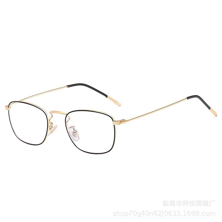 Hotony Unisex Full Rim Rectangle Alloy Eyeglasses Zy9951 Full Rim Hotony BLACK GOLD