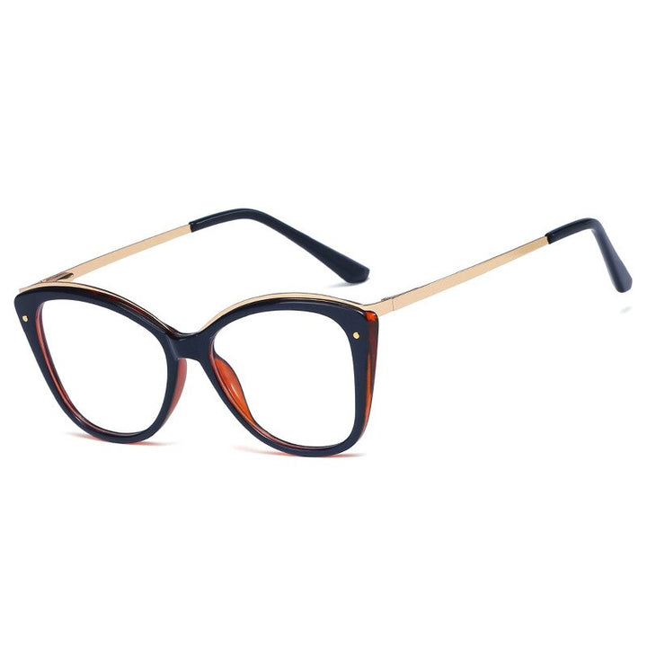 CCspace Unisex Full Rim Square Cat Eye Tr 90 Titanium Frame Eyeglasses 48168 Full Rim CCspace C5blue