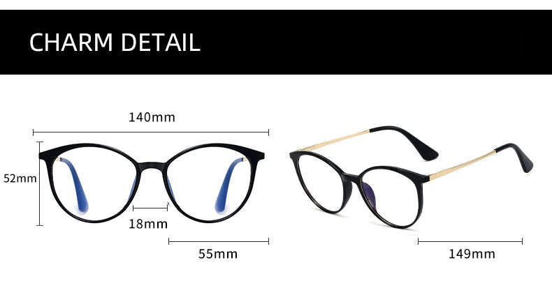 CCspace Unisex Full Rim Round Cat Eye Tr 90 Titanium Frame Eyeglasses Clip On Sunglasses 48344 With Clip Ons CCspace