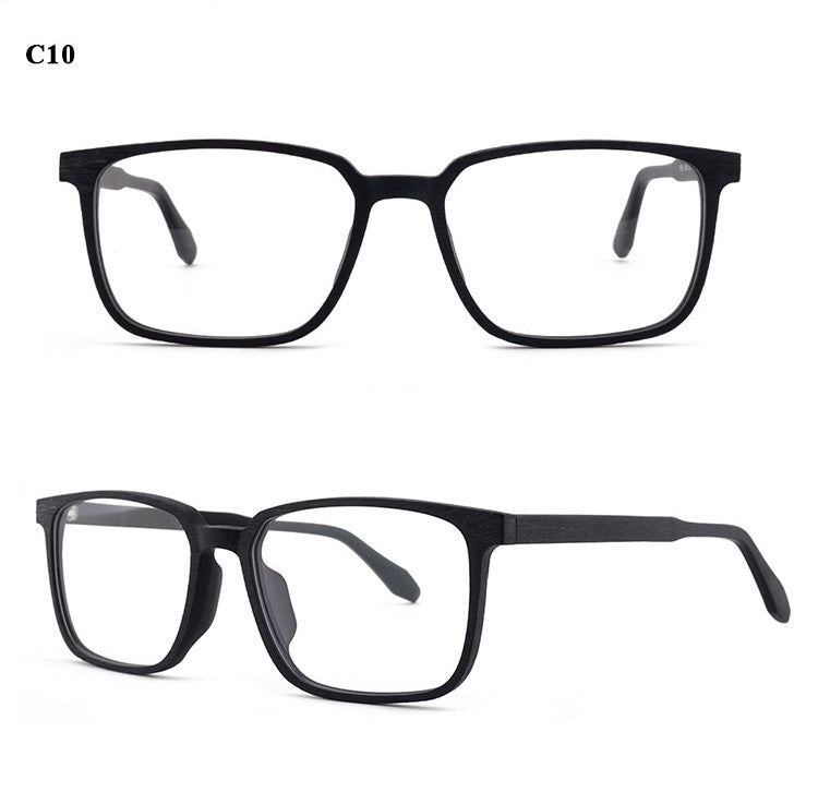 Hdcrafter Men's Full Rim Oversized Square Wood Frame Eyeglasses 1693 Full Rim Hdcrafter Eyeglasses