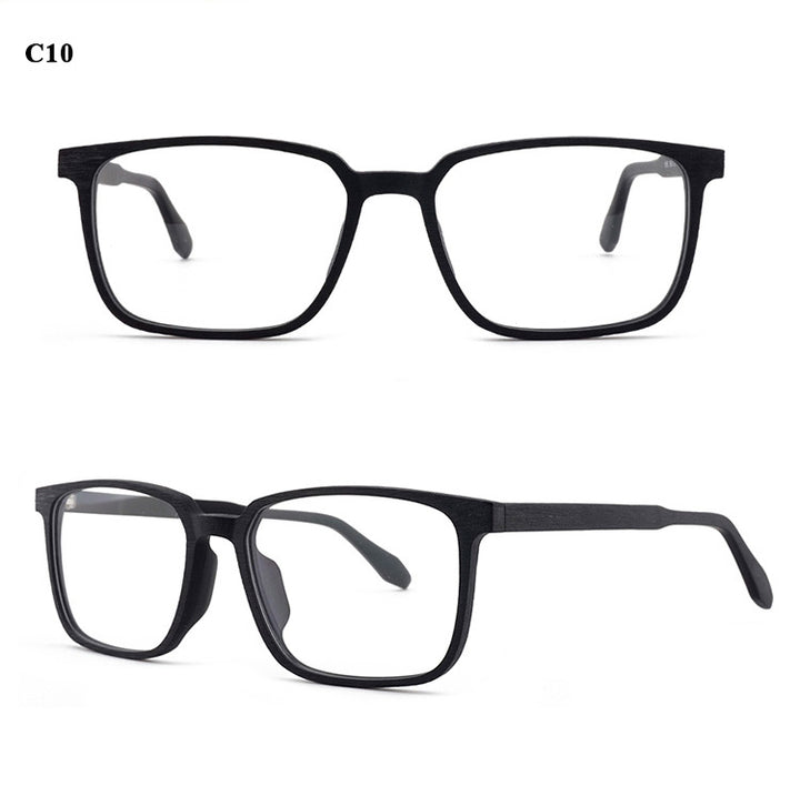 Hdcrafter Men's Full Rim Oversized Square Wood Frame Eyeglasses 1693 Full Rim Hdcrafter Eyeglasses