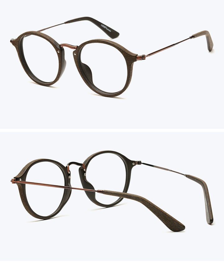 Hdcrafter Unisex Full Rim Round Wood Frame Eyeglasses Rb2447 Full Rim Hdcrafter Eyeglasses