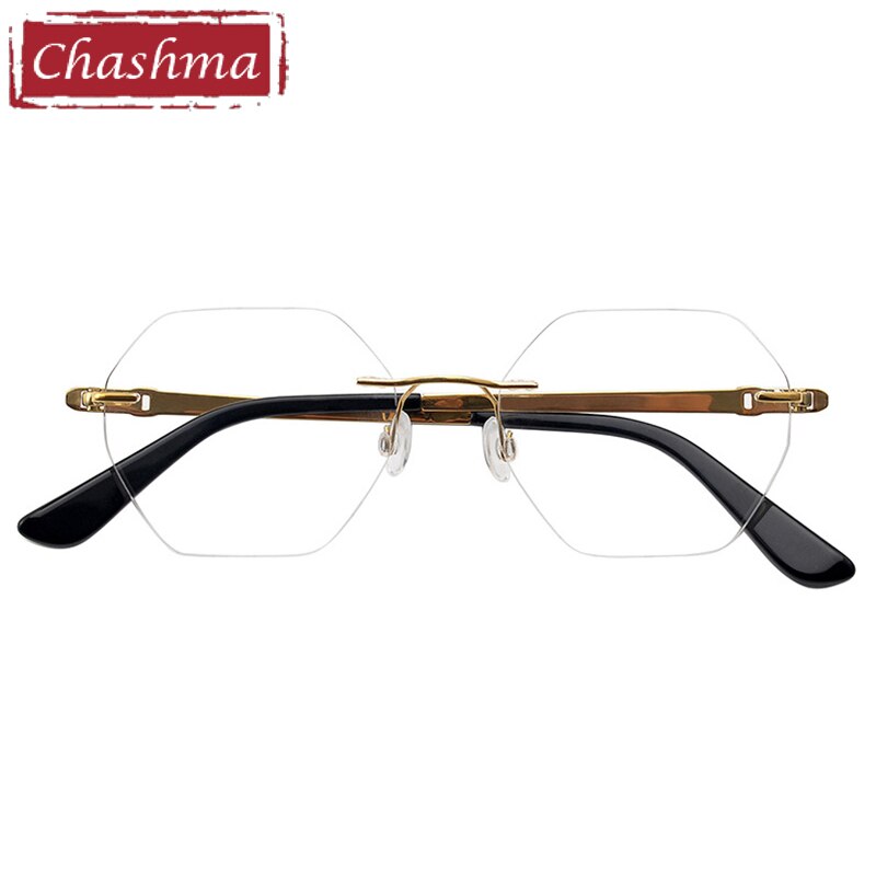 Chashma Ottica Men's Rimless  Polygon Titanium Eyeglasses 5018 Rimless Chashma Ottica