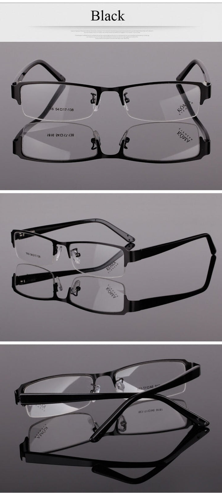 Bclear Men's Semi Rim Acetate Alloy Square Eyeglasses Spring Hinge N1816 Semi Rim Bclear