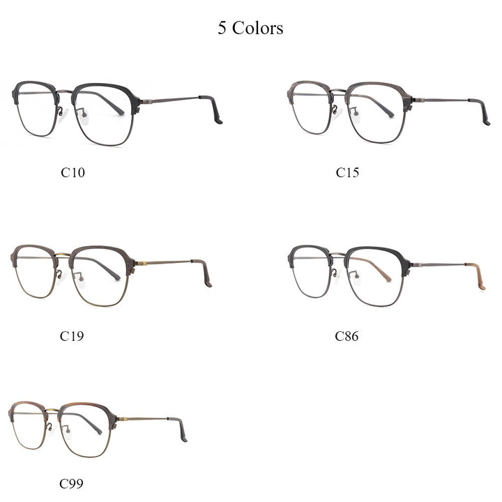 Hdcrafter Unisex Full Rim Square Oval Wood Metal Frame Eyeglasses 8120 Full Rim Hdcrafter Eyeglasses   