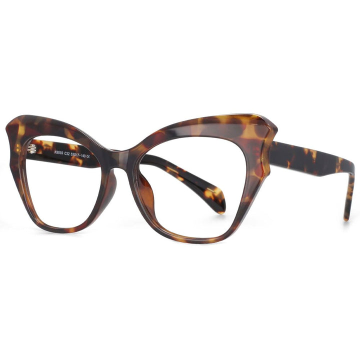 CCspace Women's Full Rim Oversized Cat Eye Tr 90 Titanium Frame Eyeglasses 53814 Full Rim CCspace leopard