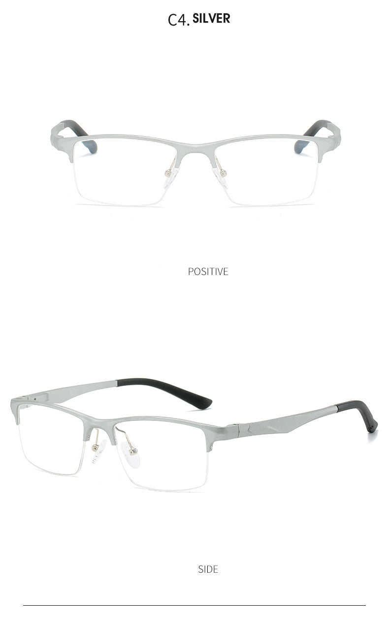 Hdcrafter Men's Semi Rim Square Titanium Alloy Frame Eyeglasses P6329 Semi Rim Hdcrafter Eyeglasses
