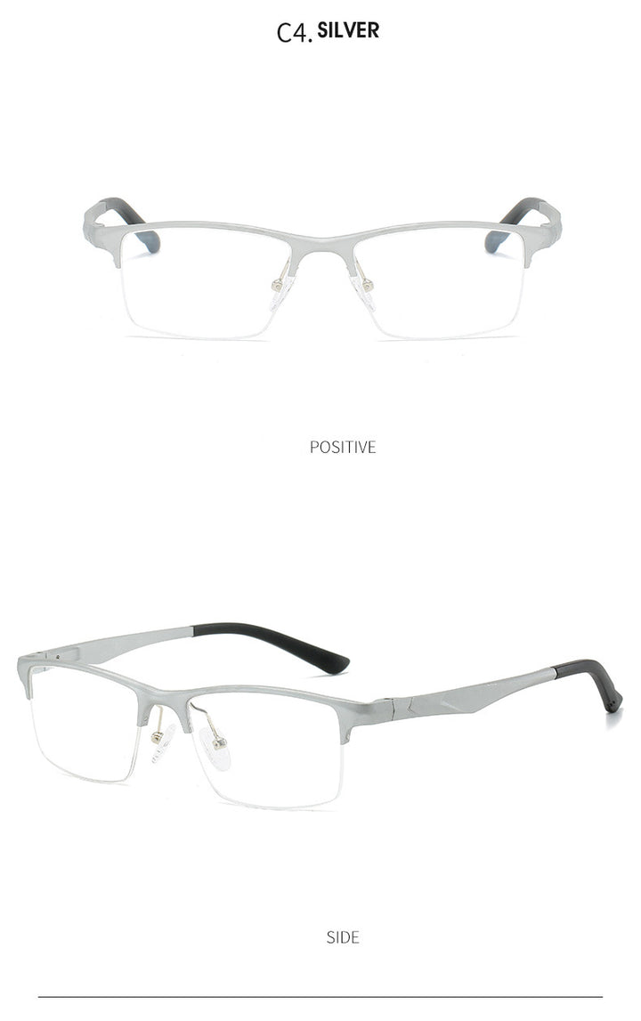 Hdcrafter Men's Semi Rim Square Titanium Alloy Frame Eyeglasses P6329 Semi Rim Hdcrafter Eyeglasses