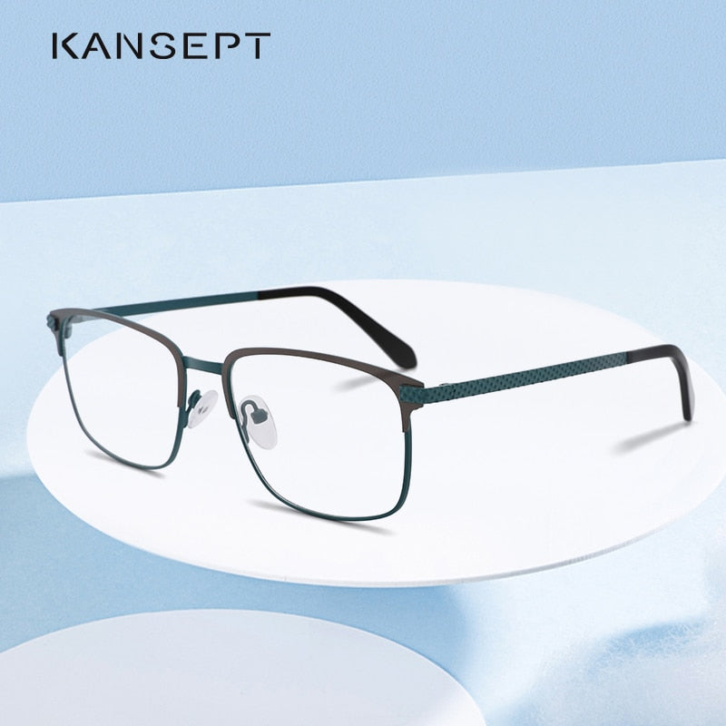 Kansept Men's Full Rim Square Stainless Steel Alloy Frame Eyeglasses Tm004 Full Rim Kansept