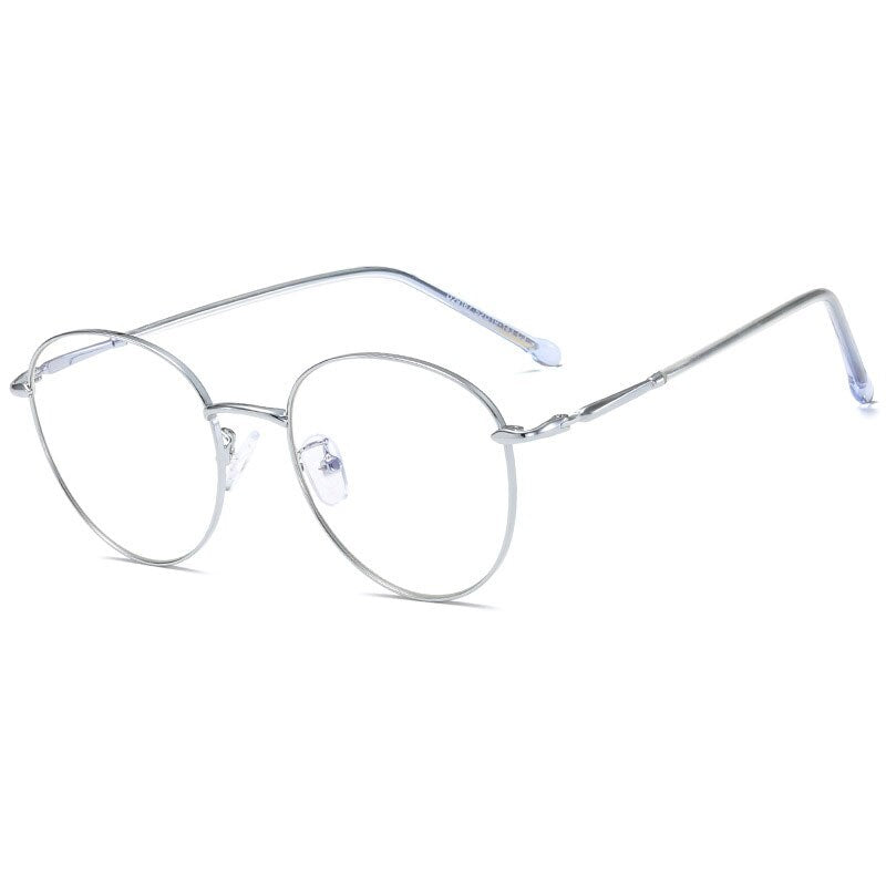 Hotony Unisex Full Rim Round Alloy Eyeglasses 29167 Full Rim Hotony Silver