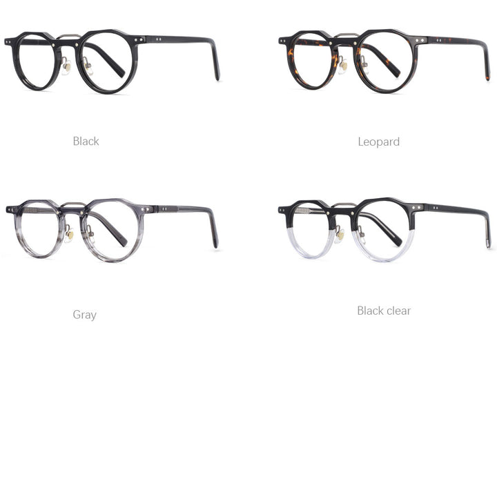 CCSpace Women's Full Rim Round Double Bridge Acetate Alloy Frame Eyeglasses 53894 Full Rim CCspace
