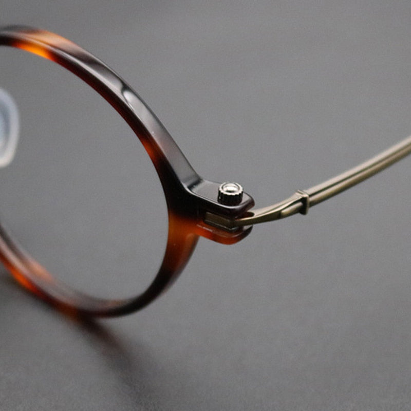 Gatenac Unisex Full Rim Round Titanium Acetate Frame Eyeglasses Gxyj696 Full Rim Gatenac