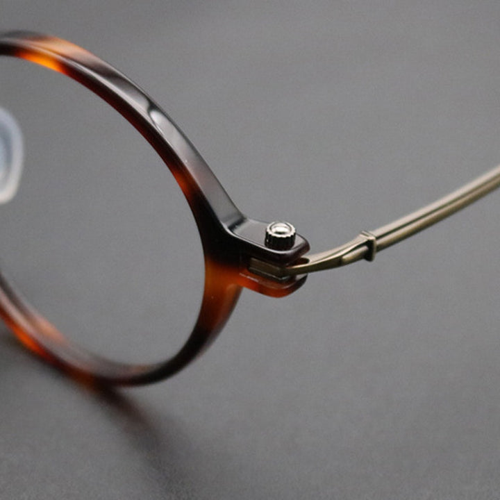 Gatenac Unisex Full Rim Round Titanium Acetate Frame Eyeglasses Gxyj696 Full Rim Gatenac