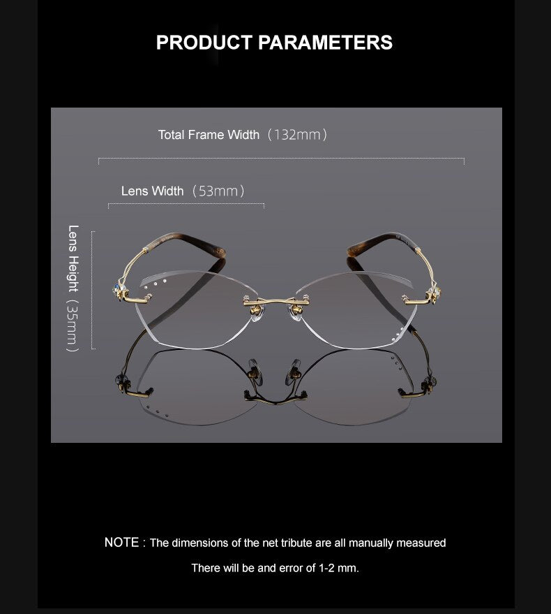 Chashma Ottica Women's Rimless Oval Square Titanium Eyeglasses Tinted Lenses 1337 Rimless Chashma Ottica